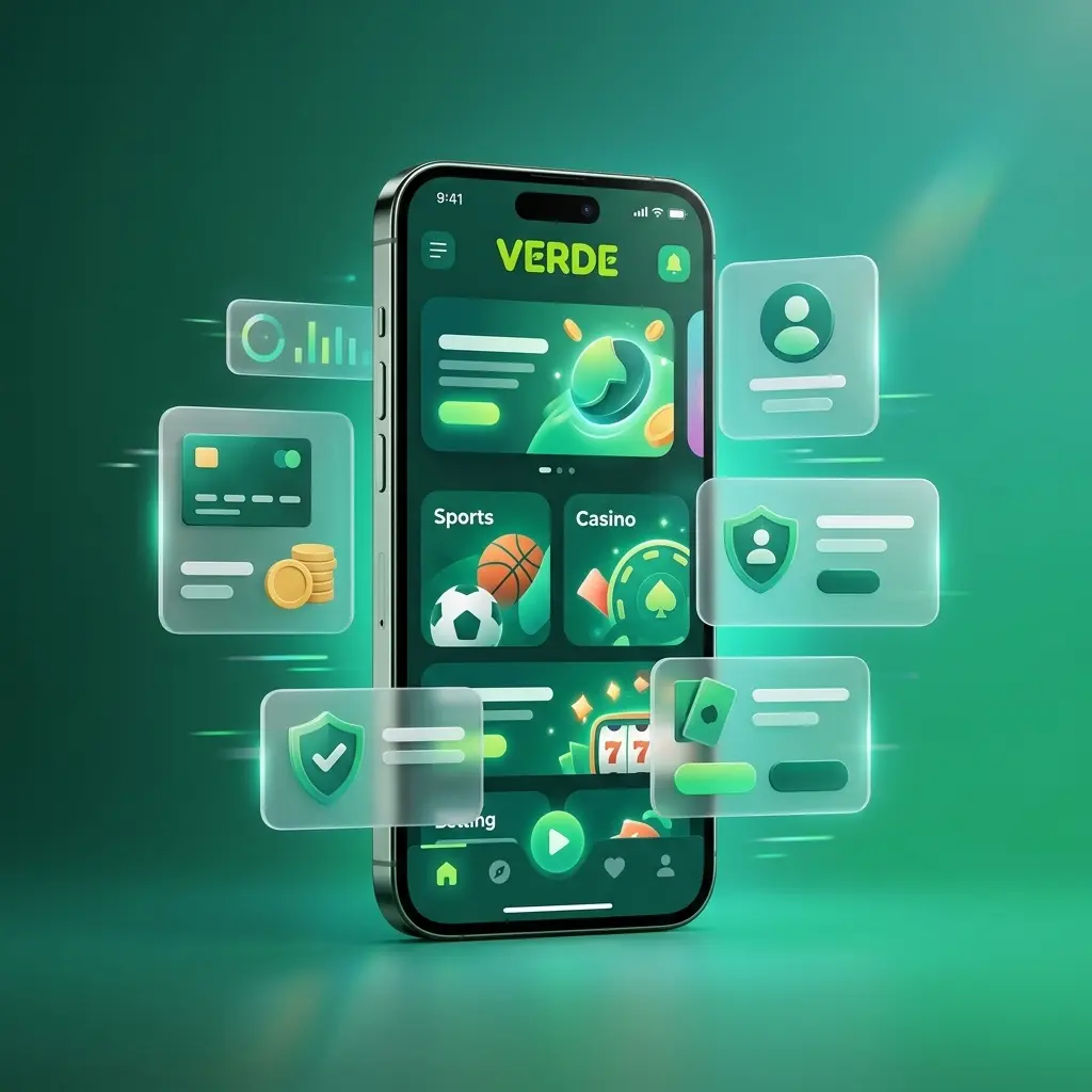 App Verde Casino su smartphone iOS e Android con accesso a slot, live casino e scommesse sportive
